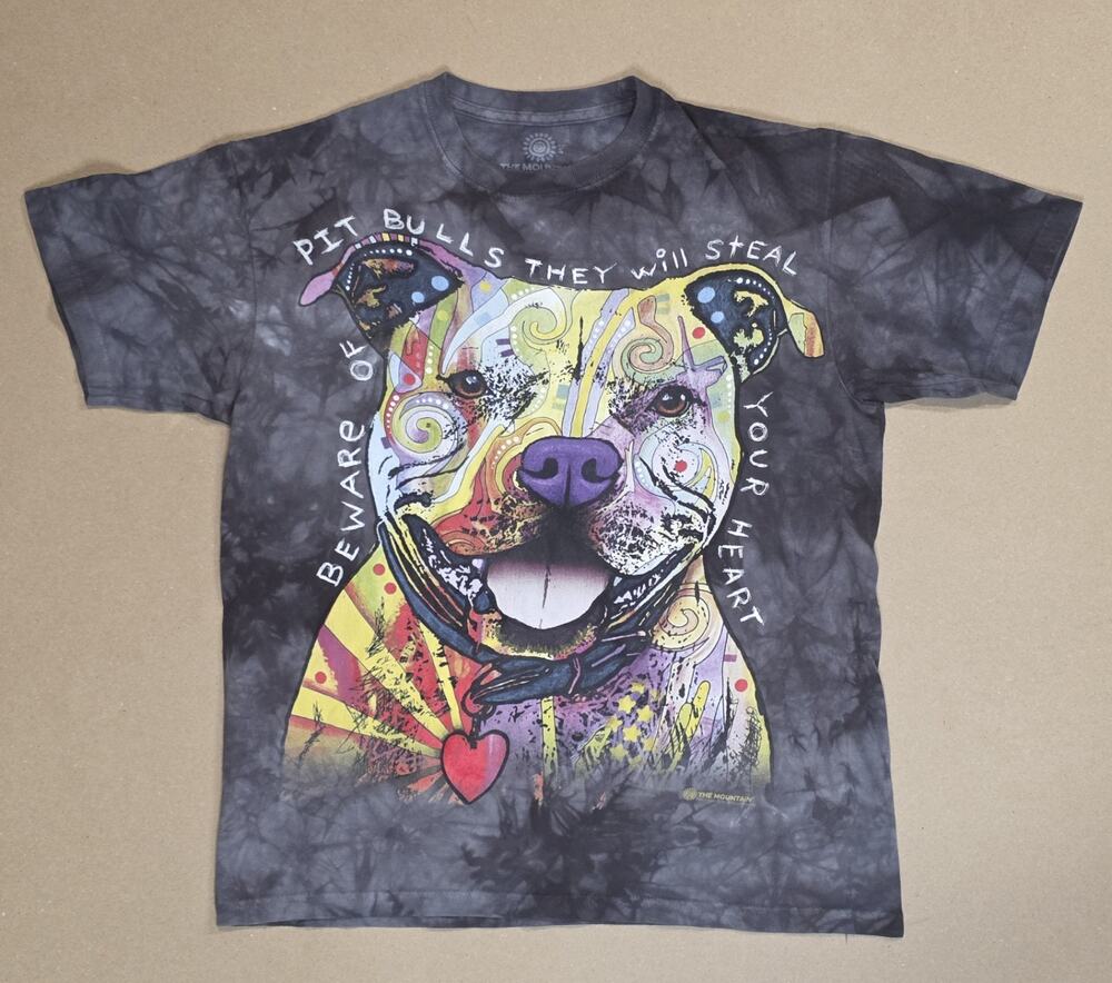 The Mountain T-Shirt Mens Small Black Tie Dye Pit Bull Dean Russo Graphic Tee